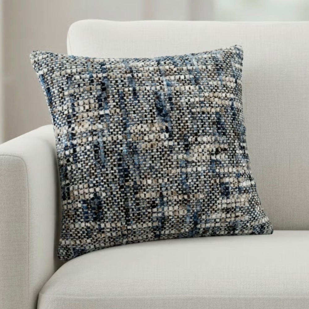 Marbled Chenille Decorative Pillow Covers 2-Pack Blue 20x20 New